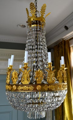 Empire Gilt Bronze and Crystal Chandelier