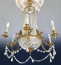 Empire Gilt Bronze and Crystal Chandelier, Six Arms, 1815