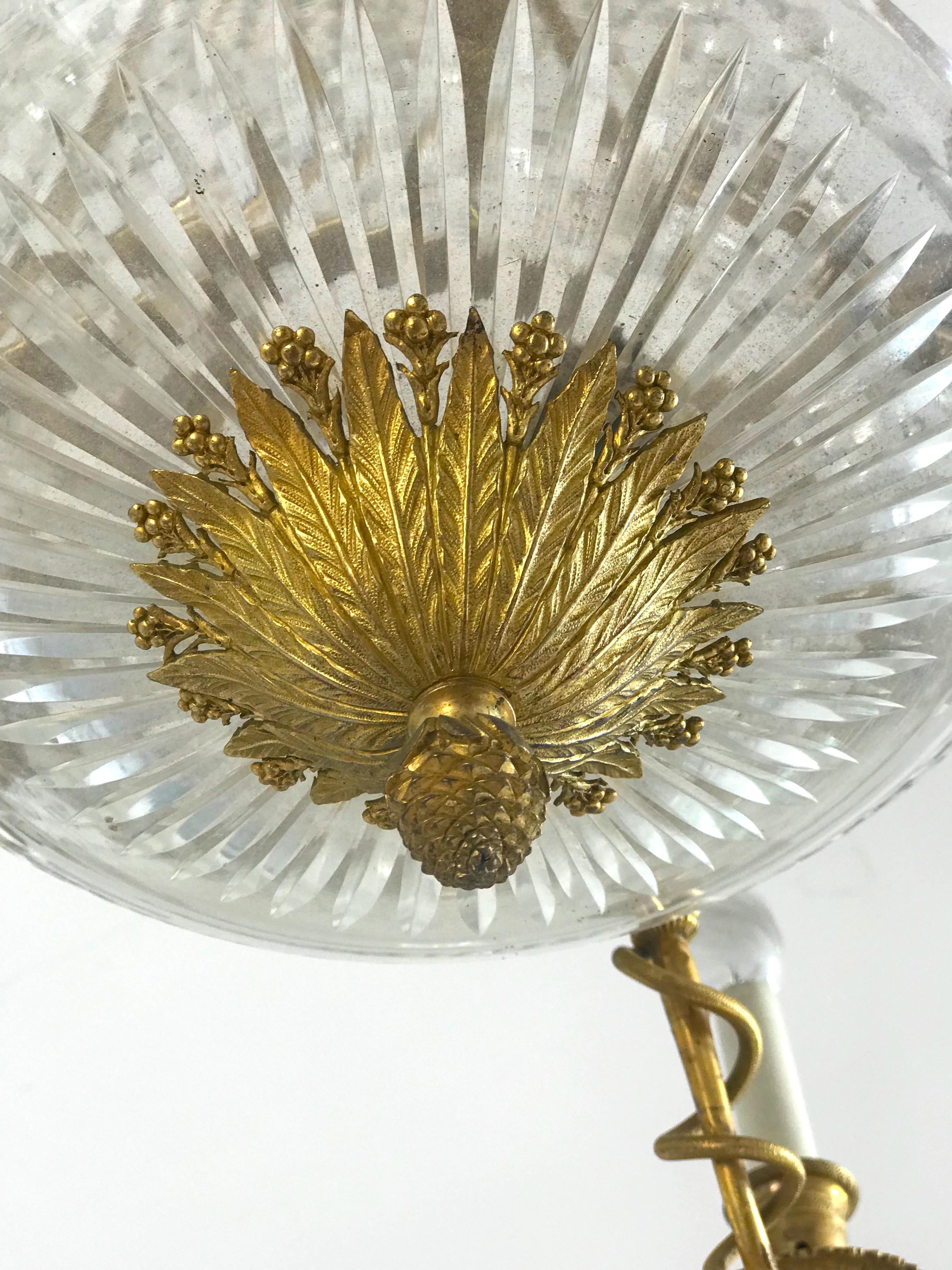 Empire Gilt Bronze and Cut Crystal Chandelier, circa 1815 For Sale 3