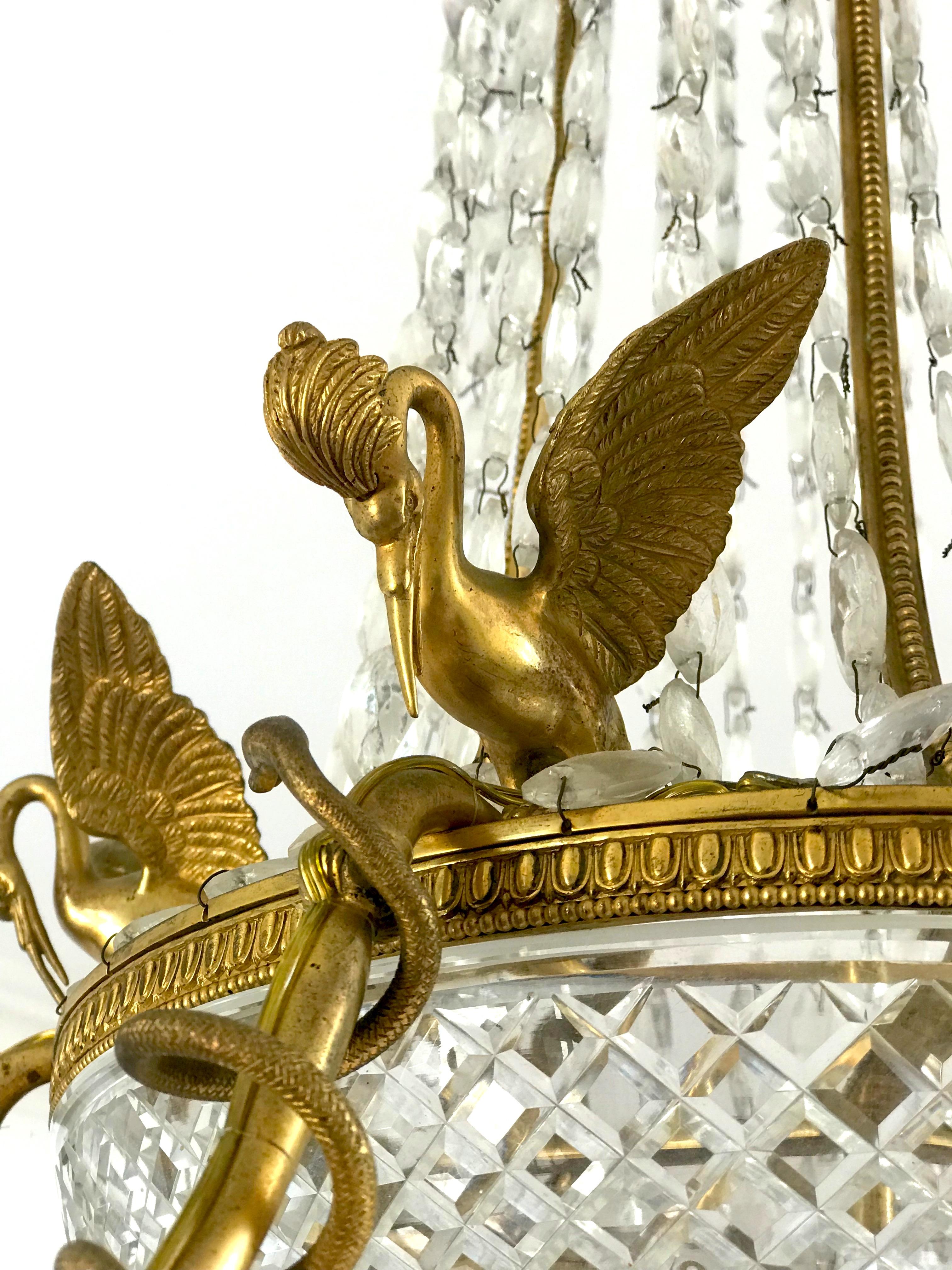 19th Century Empire Gilt Bronze and Cut Crystal Chandelier, circa 1815 For Sale
