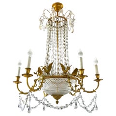 Empire-Kronleuchter aus vergoldeter Bronze und geschliffenem Kristall, um 1815