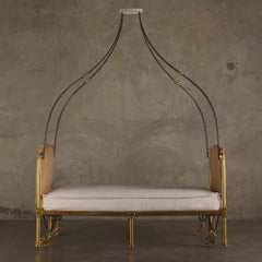 Empire Gilt Bronze and Steel Campaign Bed, Attributed to Marie-Jean Desouches