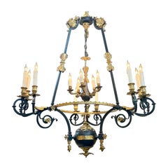 Lampadario Impero in bronzo dorato