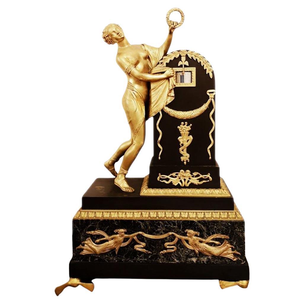 Reloj Imperio de Bronce Dorado de Claude Gallé, Francia,  siglo XIX