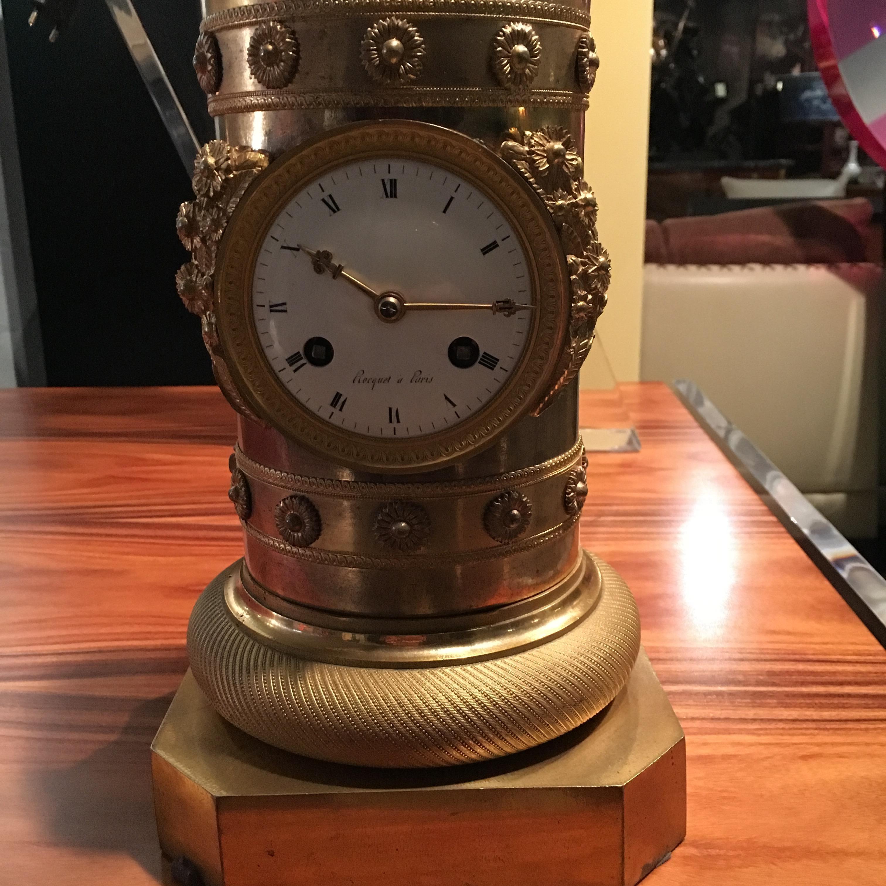 Early 19th Century Empire Gilt Bronze Clock Mantel, circa 1800 For Sale