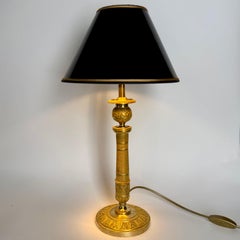 Empire Gilt Bronze Table Lamp, Converted Candlestick, Paris, Early 19th C.