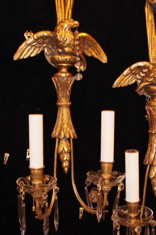 Empire Gilt Wood Sconces In Excellent Condition For Sale In New York, NY