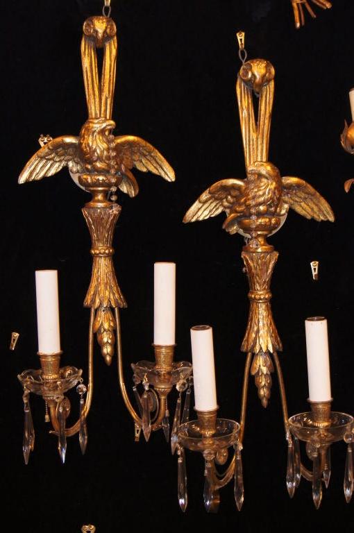 20th Century Empire Gilt Wood Sconces For Sale