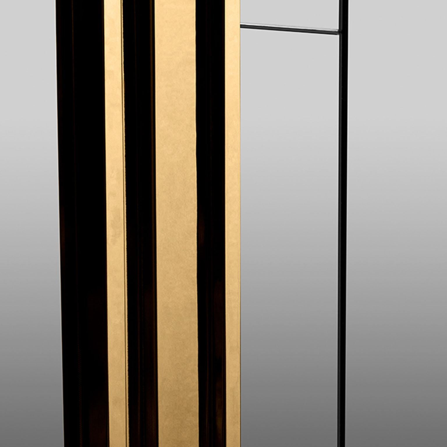 Empire Glass Wall Mirror in Smoked Glass with Gold Plated Brass Details In New Condition For Sale In New York, NY