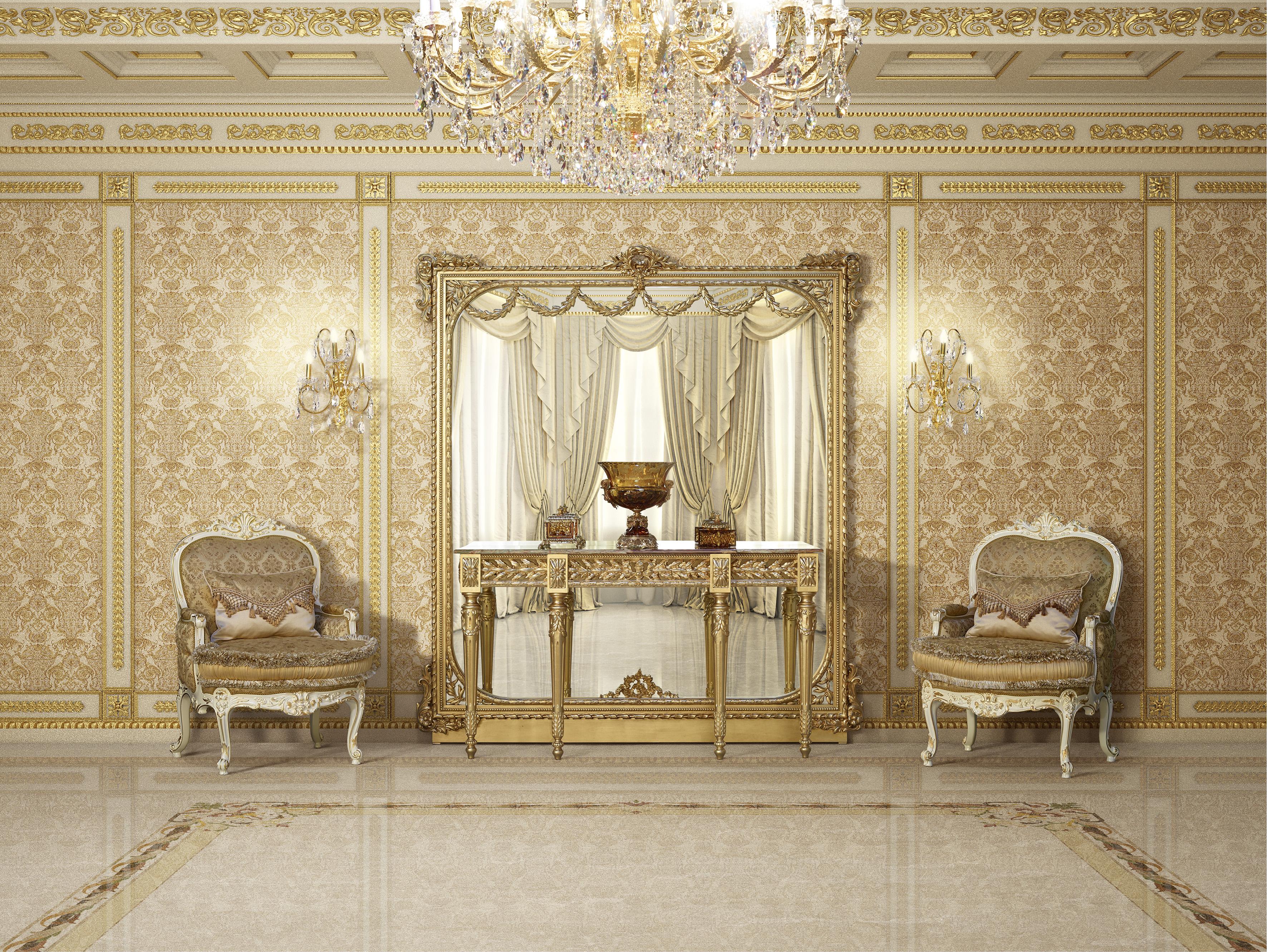 Poli Console Empire à feuilles d'or de Modenese Gastone Interiors en vente