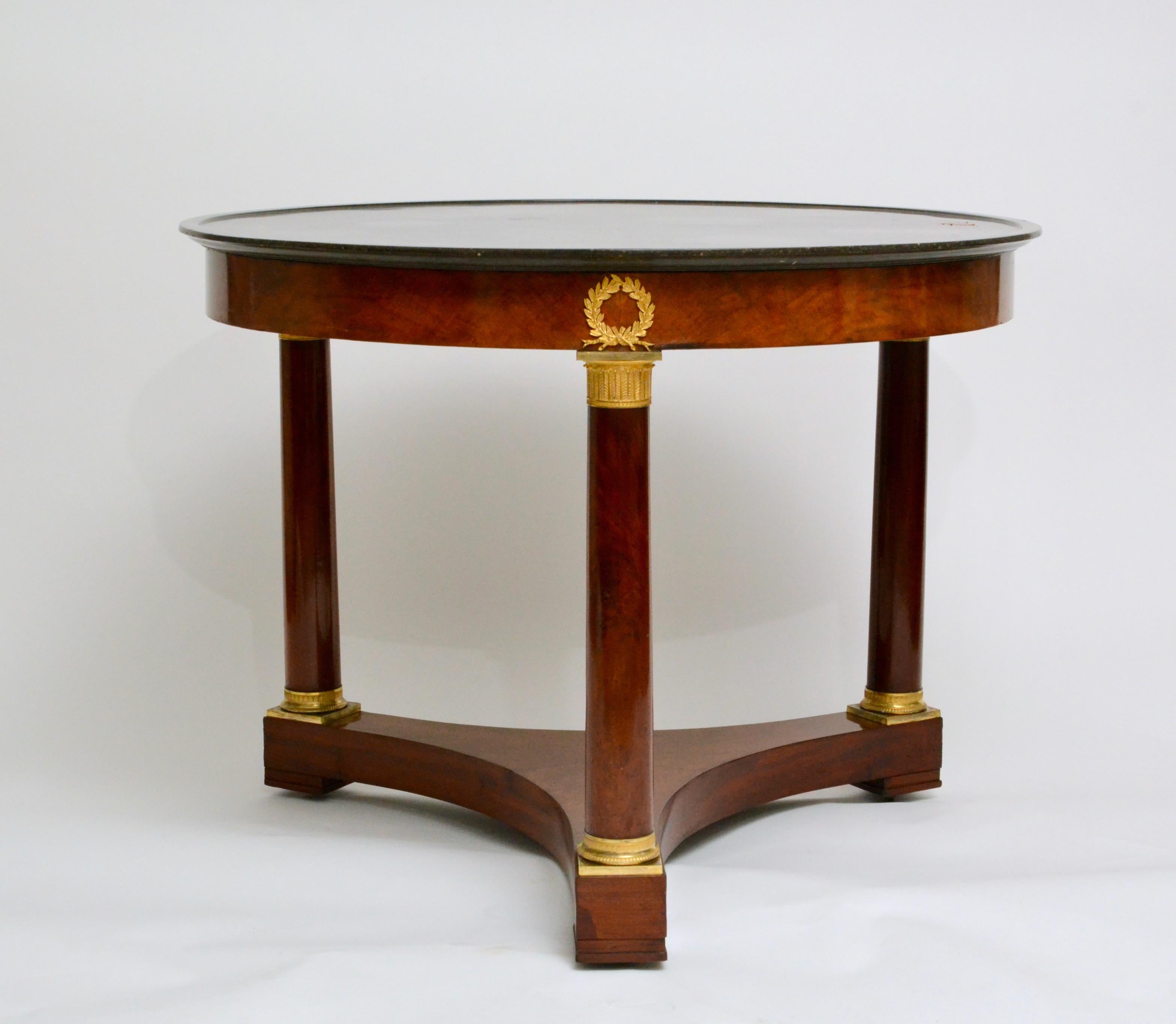 Empire Gueridon or Center Table With Black Marble Top With Gilt Bronze Mounts. 2