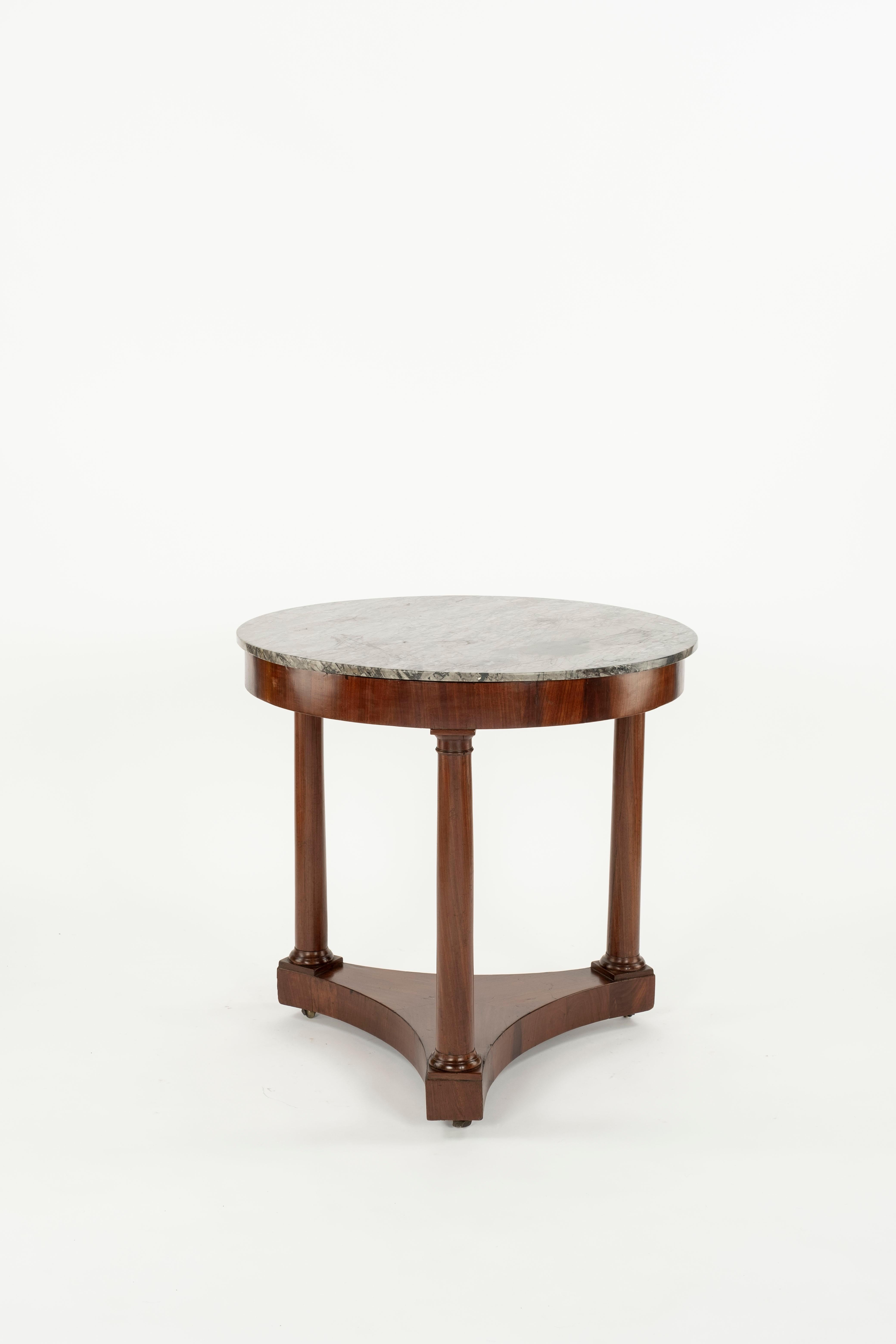 French Empire Gueridon Table with Marble Top