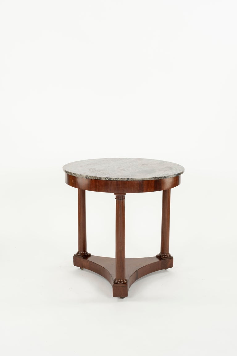 French Empire Gueridon Table with Marble Top For Sale