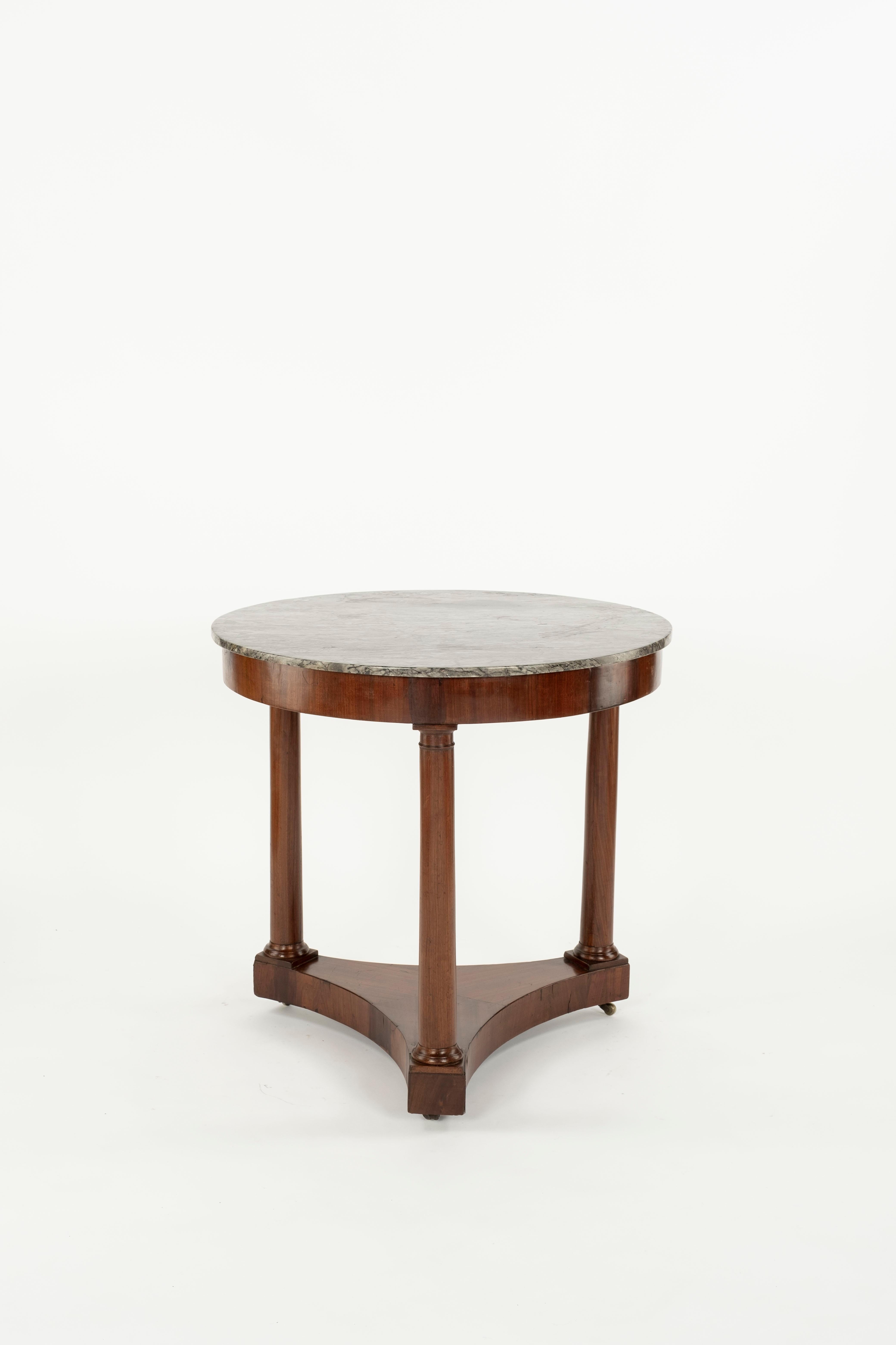 19th Century Empire Gueridon Table with Marble Top