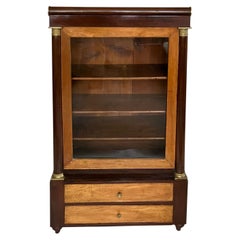 Empire Fruitwood Vitrine Cabinet with Guillotine Glass Door