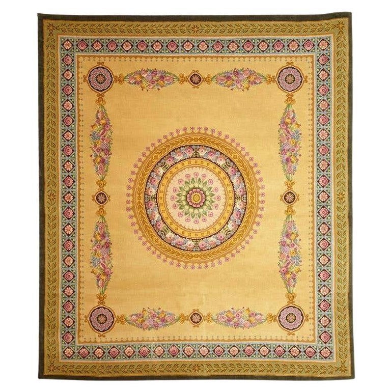 Empire Style Rug Empire Hand Knotted Wool Antique Reproduction Large Rug For Sale at 1stDibs