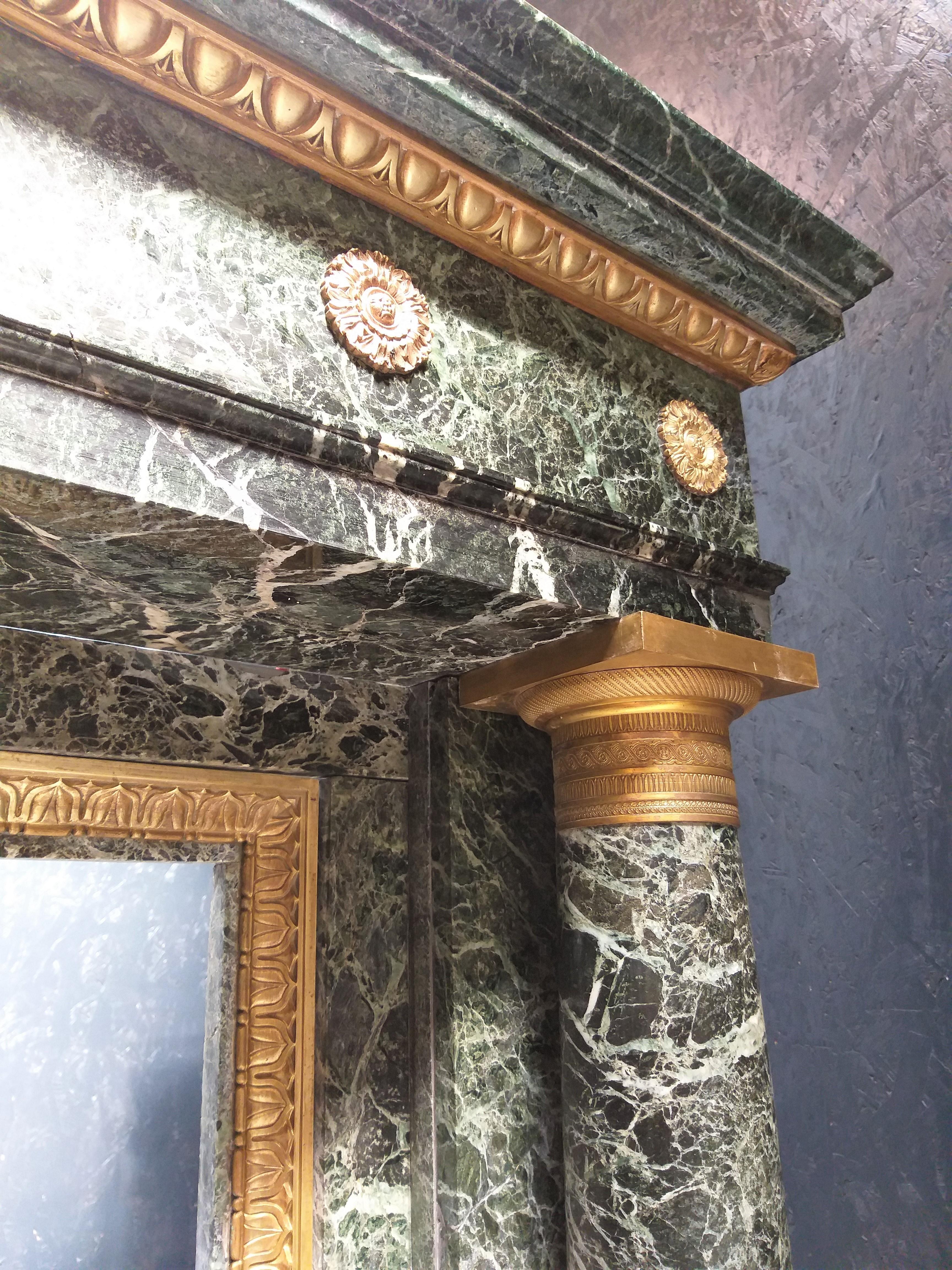 Marble EMPIRE FIREPLACE, imposing and with its original insert For Sale