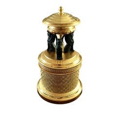 Empire Ink Stand in Gilt and Patinated Bronze