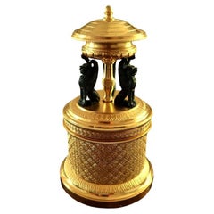 Antique Empire Ink Stand in Gilt and Patinated Bronze