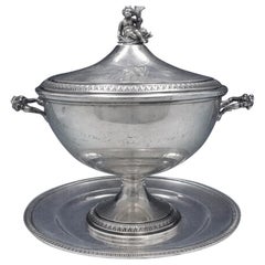 Empire Italian 800 Silver Soup Tureen with Cherub and Underplate