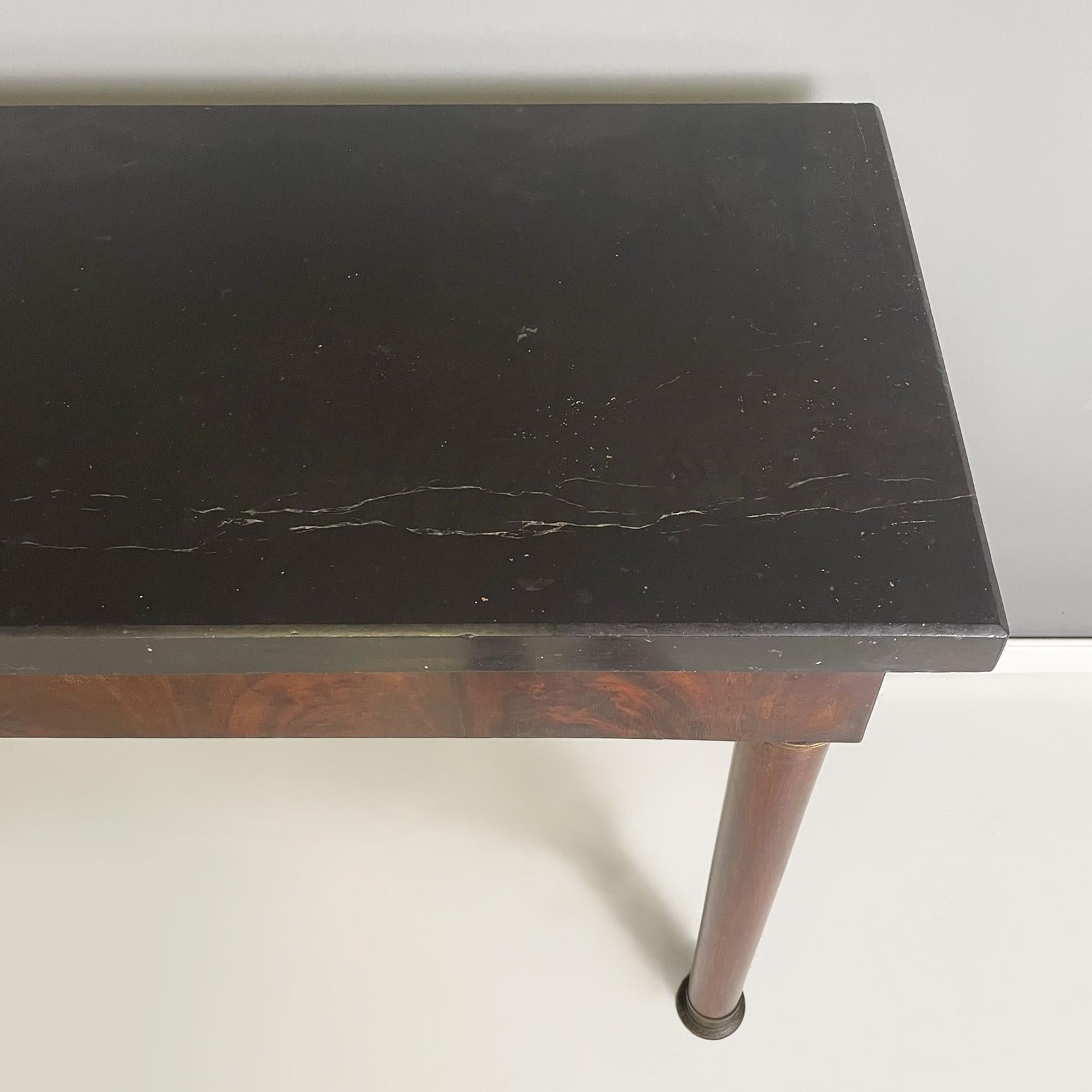 Empire Italian console in black marble, bronze and walnut wood, 1820-1830s For Sale 5