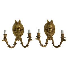 Empire Lady Face Sconces After Empire Dore' Gold Finish