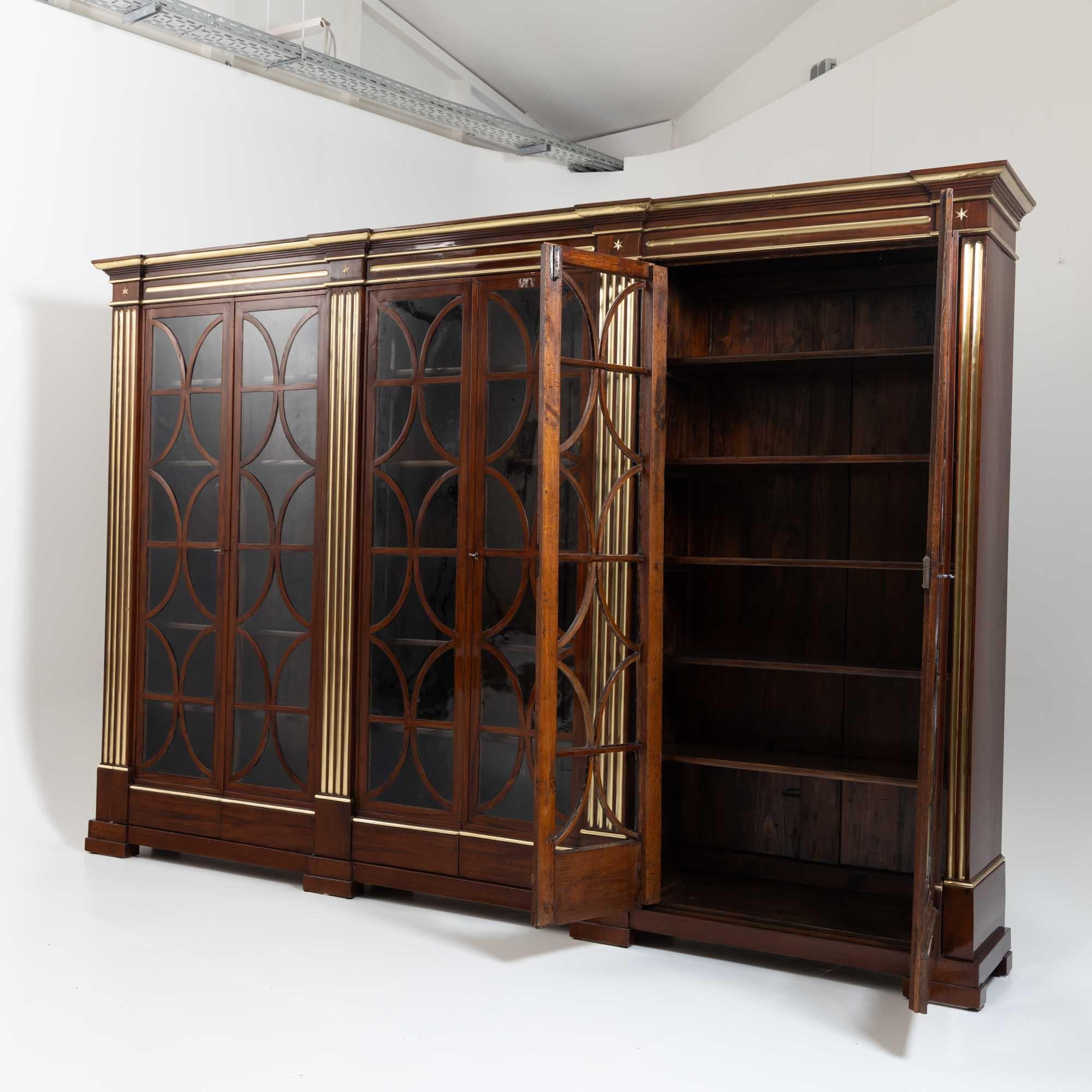 Polished Large Library Cabinet with brass fluting, Germany, around 1800 For Sale