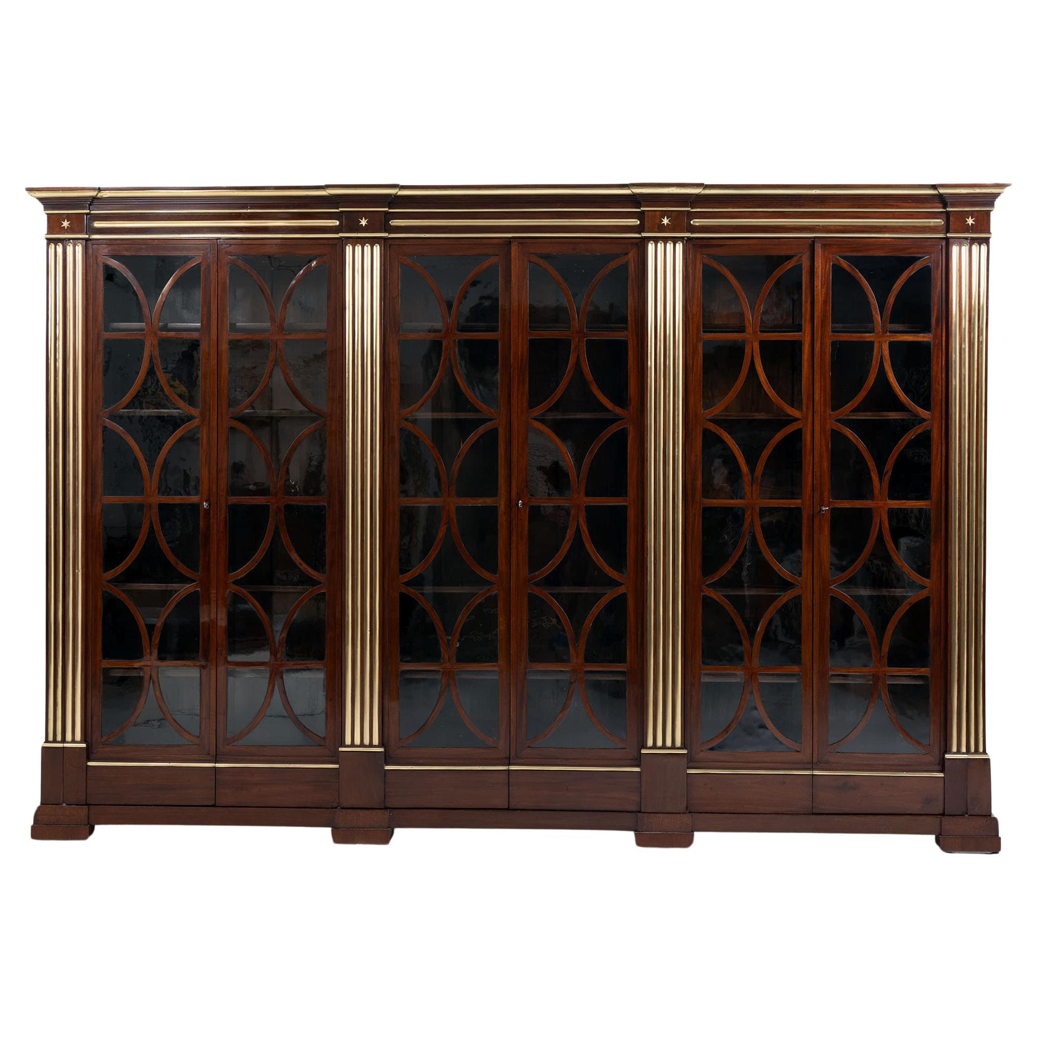 Large Library Cabinet with brass fluting, Germany, around 1800 For Sale