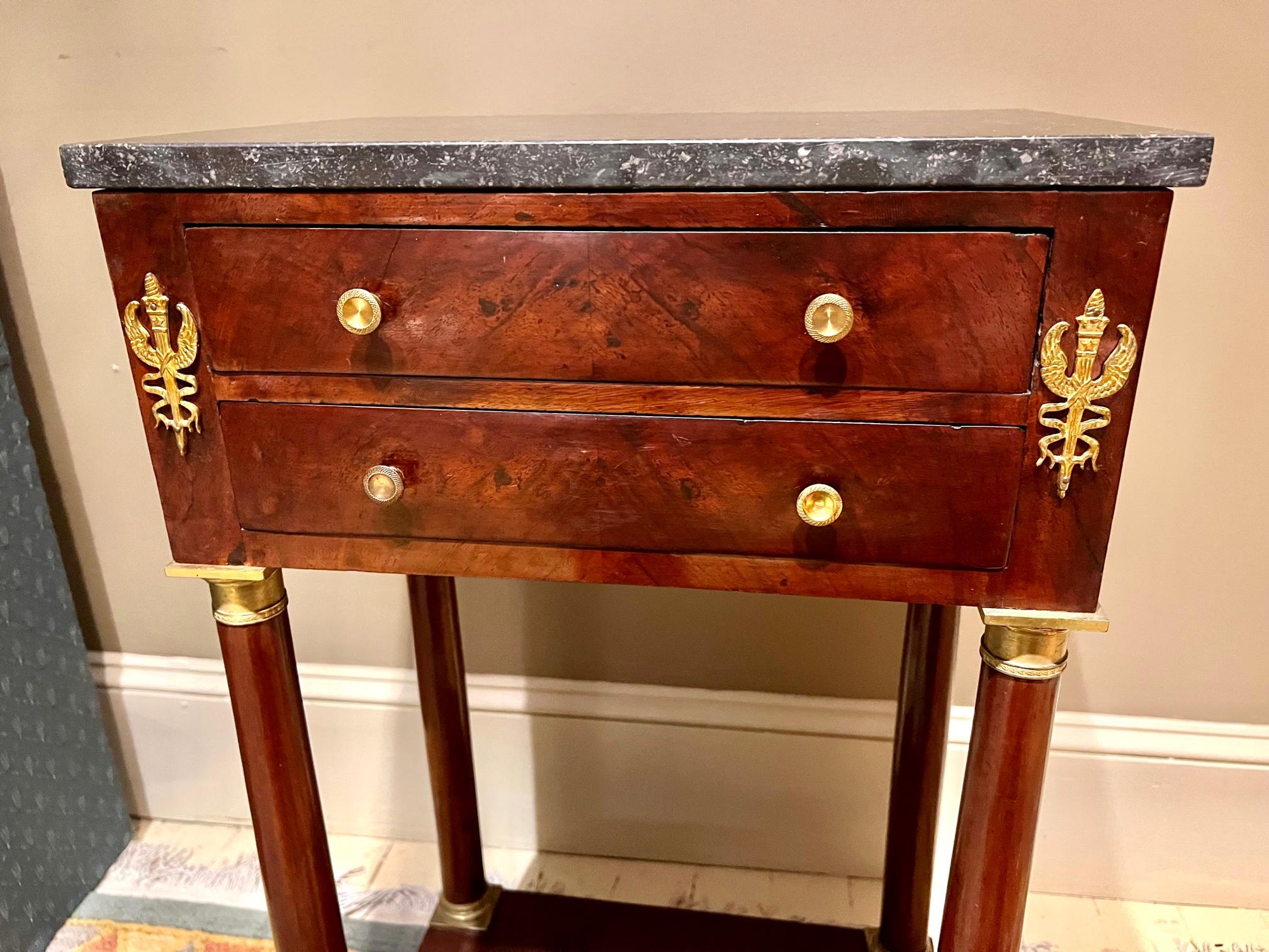 Empire Mahogany 2-Drawer Stand, Circa 1810, France In Good Condition For Sale In Alexandria, VA