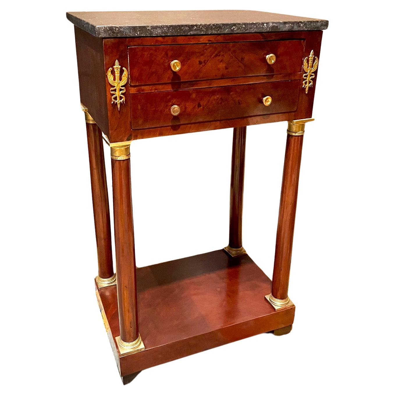 Empire Mahogany 2-Drawer Stand, Circa 1810, France For Sale