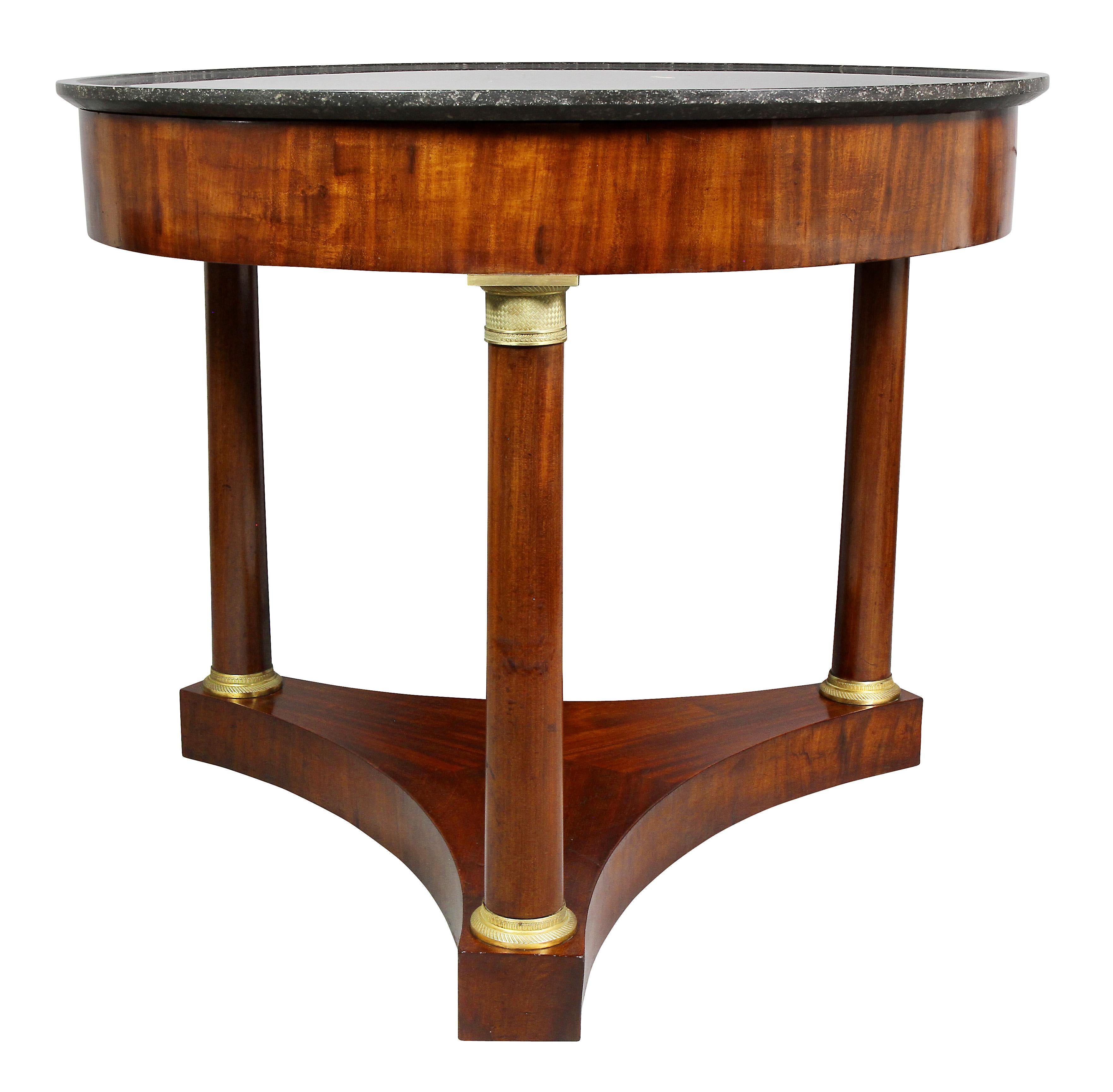 French Empire Mahogany and Bronze Mounted Center Table