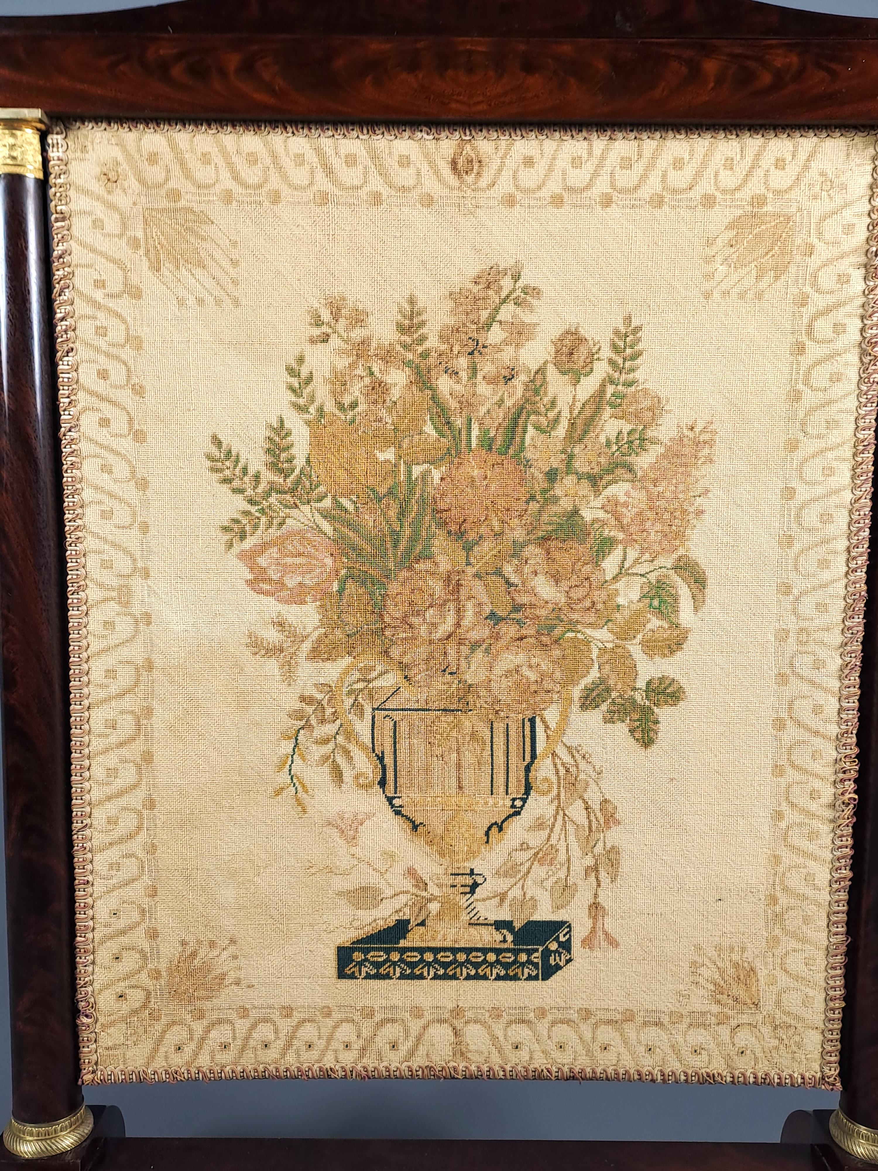 19th Century Empire Mahogany And Gilt Bronze Fireplace Screen