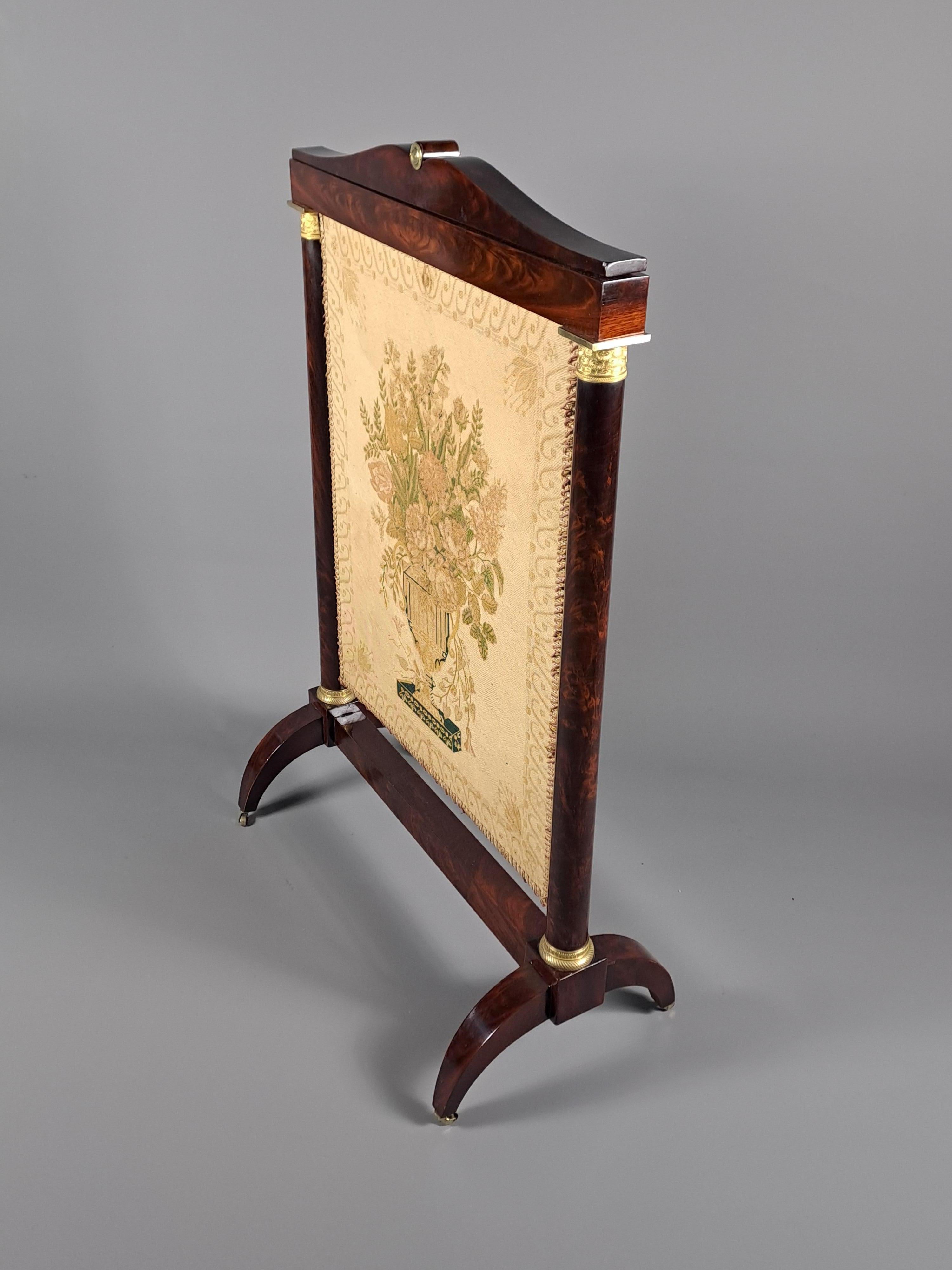 Empire Mahogany And Gilt Bronze Fireplace Screen 1