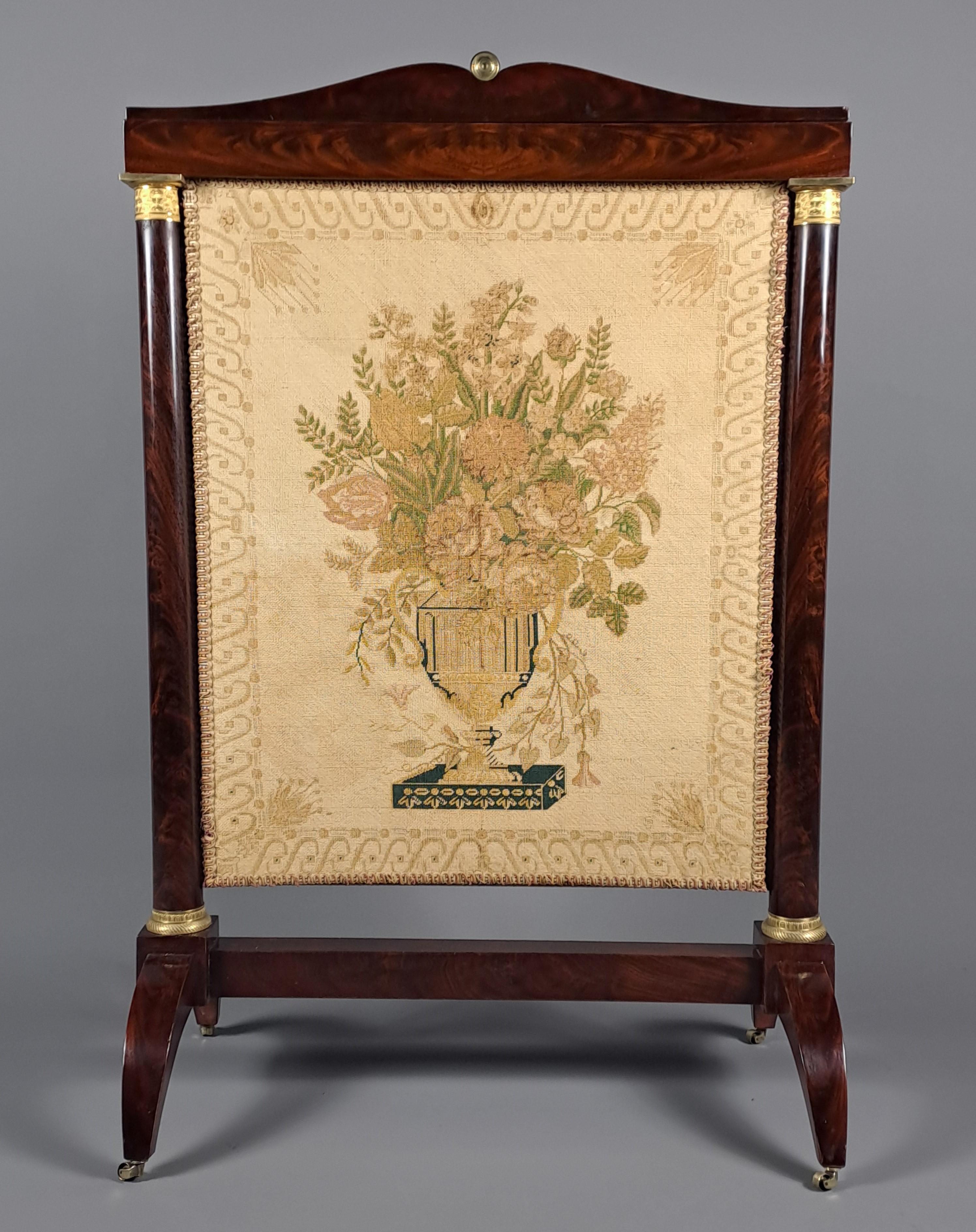 Empire Mahogany And Gilt Bronze Fireplace Screen 2