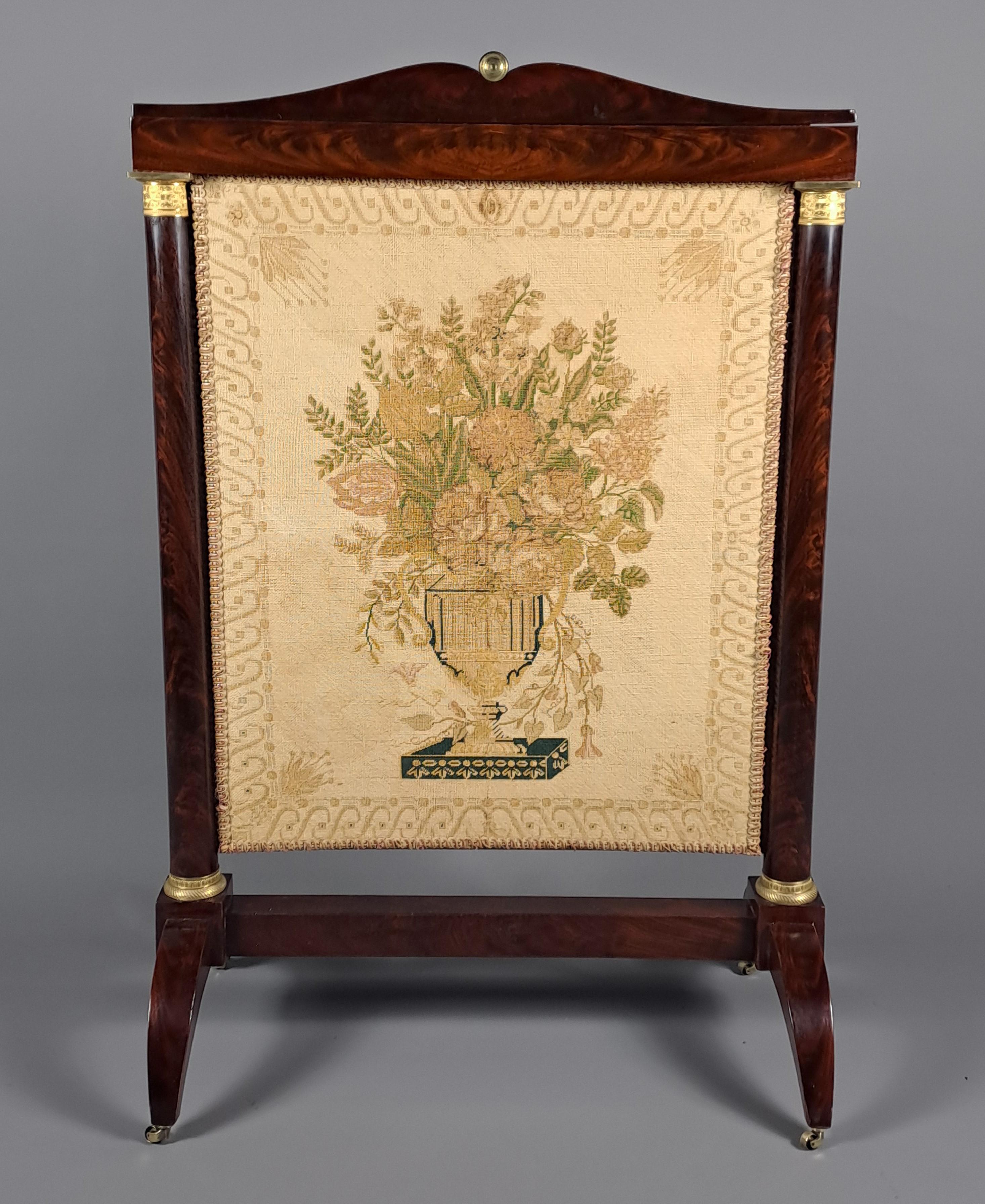 Empire Mahogany And Gilt Bronze Fireplace Screen 3