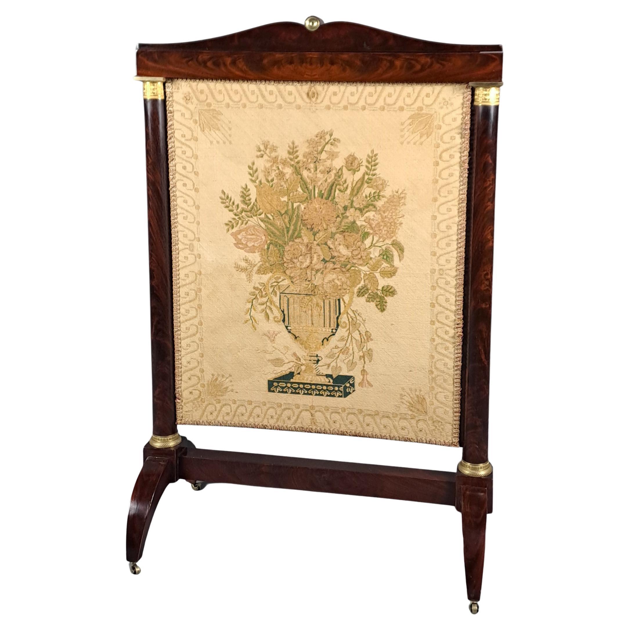 Empire Mahogany And Gilt Bronze Fireplace Screen