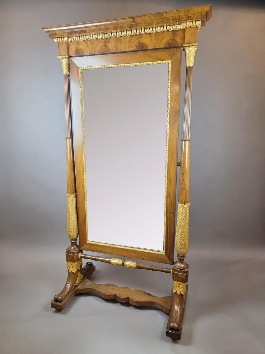 Empire mahogany and giltwood psyche mirror, 19th century in vendita 6