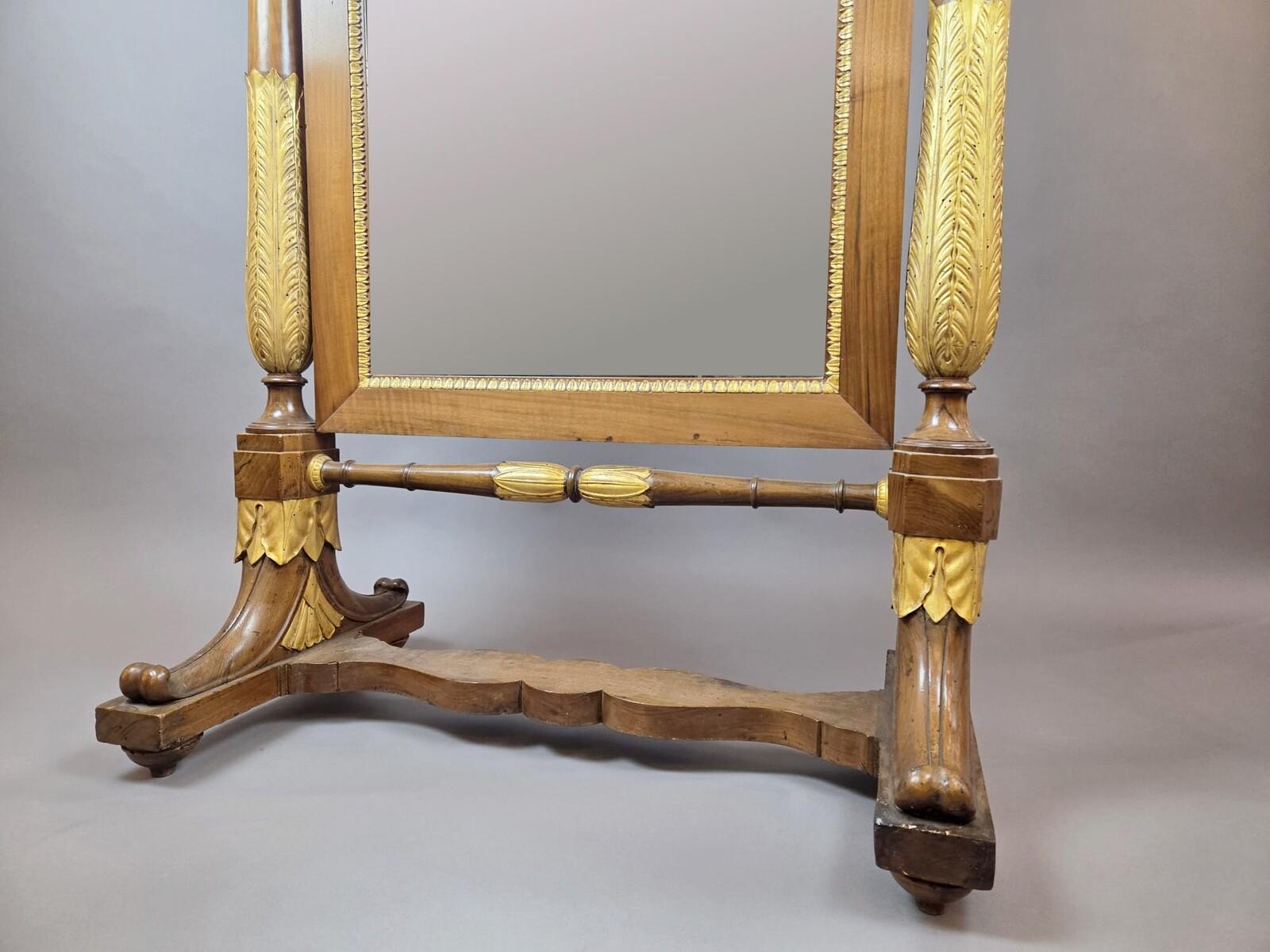 Empire mahogany and giltwood psyche mirror, 19th century in vendita 5