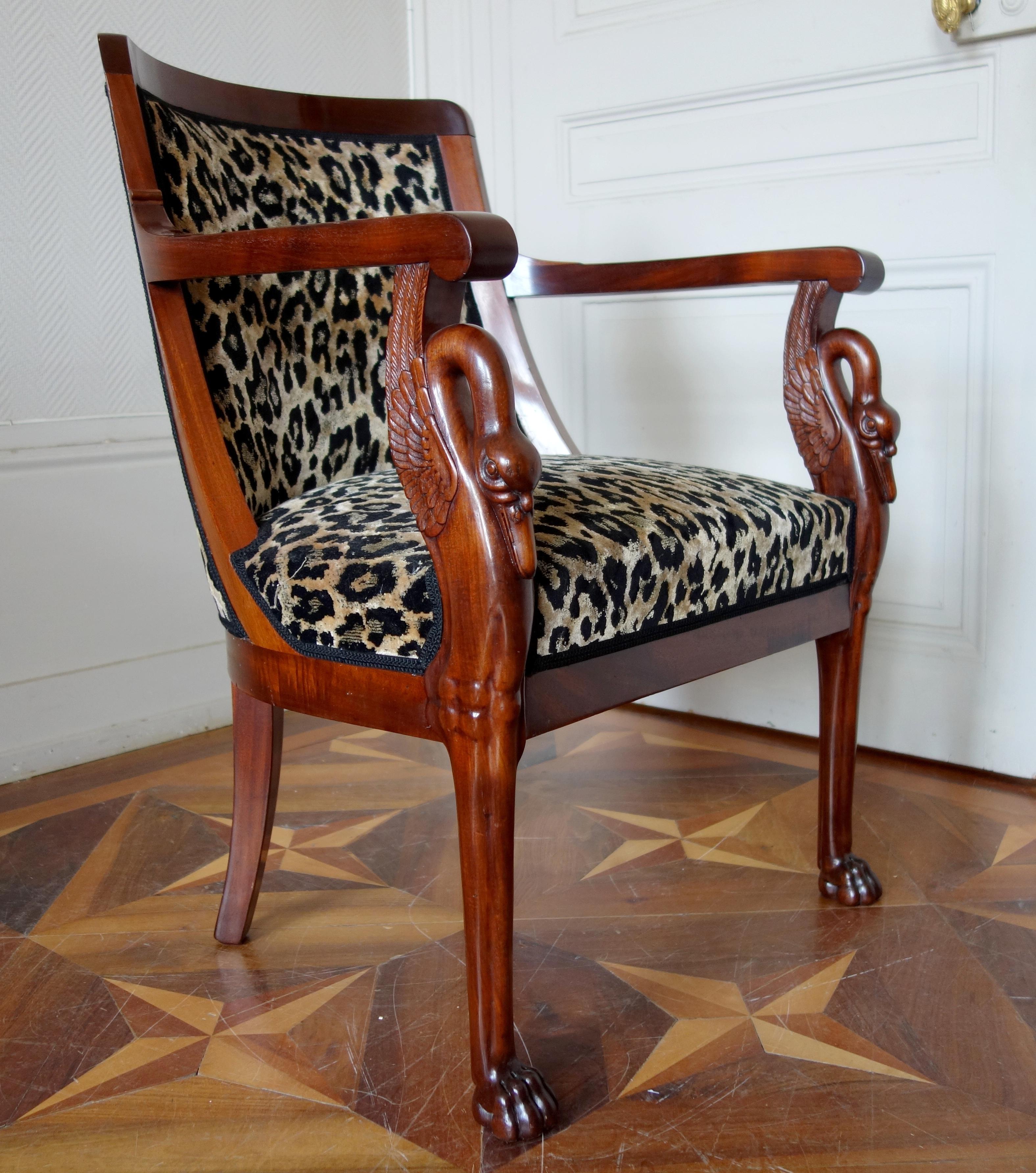 French Empire mahogany armchairs by Jacob Frères, France, 19th century For Sale