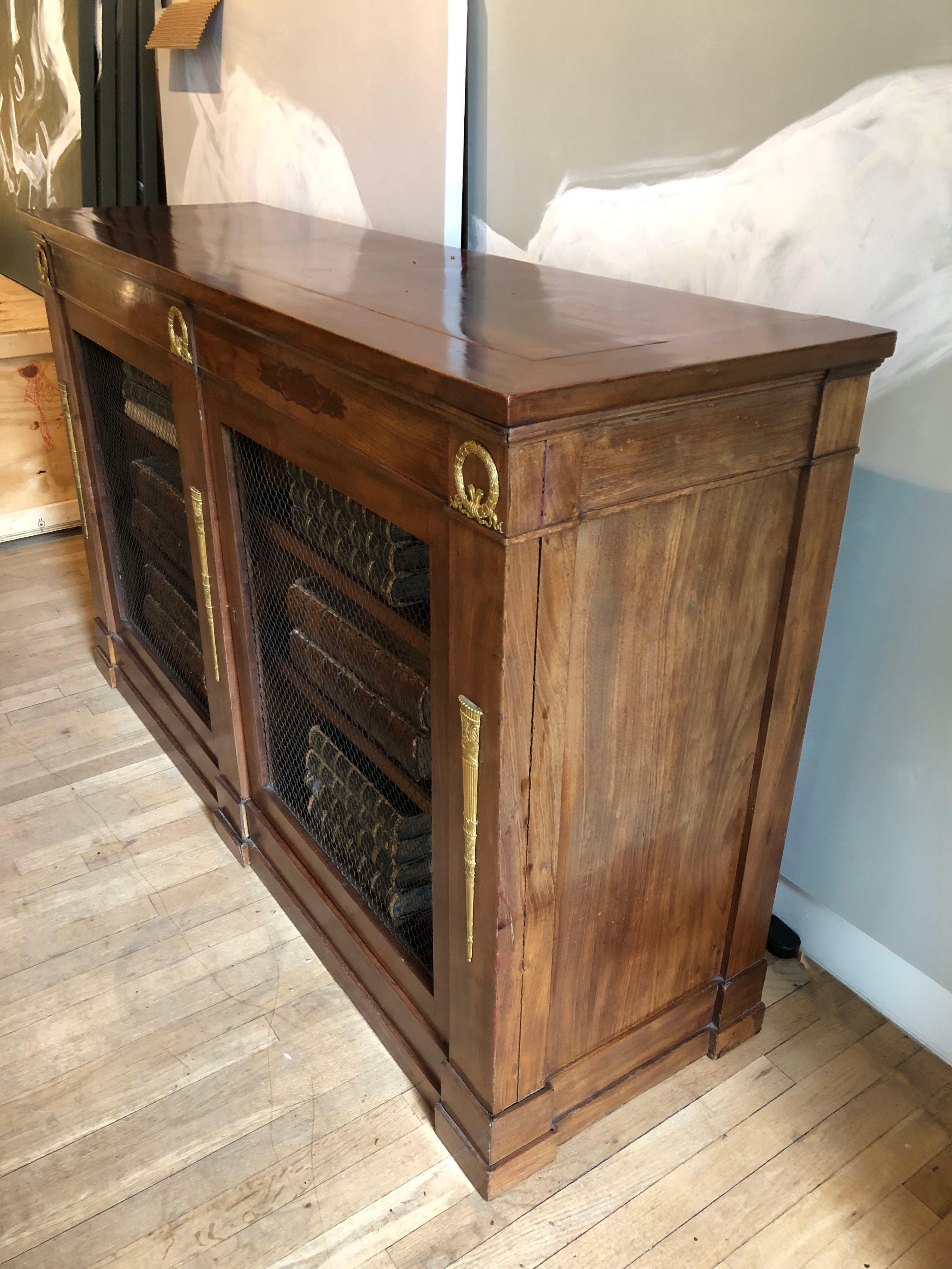 Gilt Empire Mahogany Bookcase