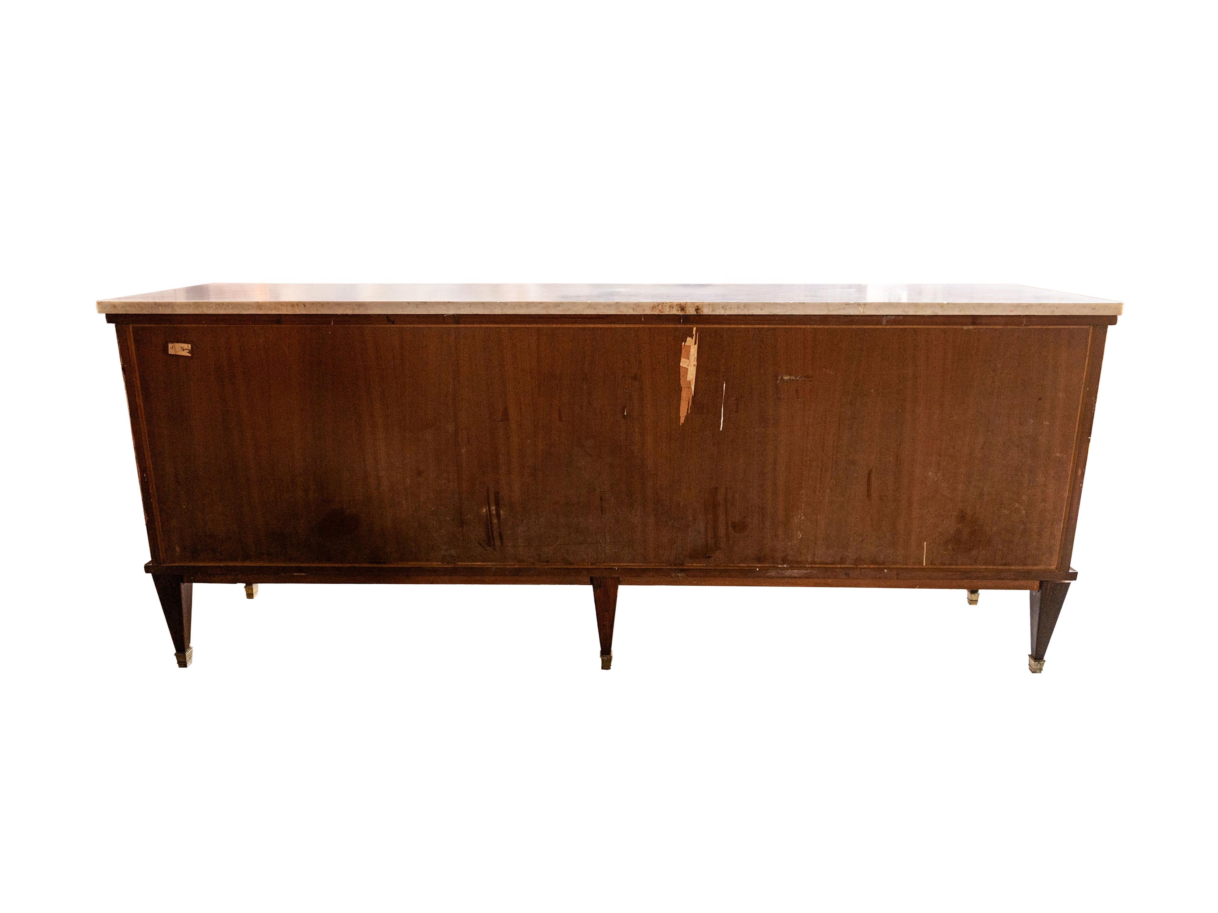 Empire Buffet aus Mahagoni mit Messingbeschlägen und Marmorplatte im Angebot 1