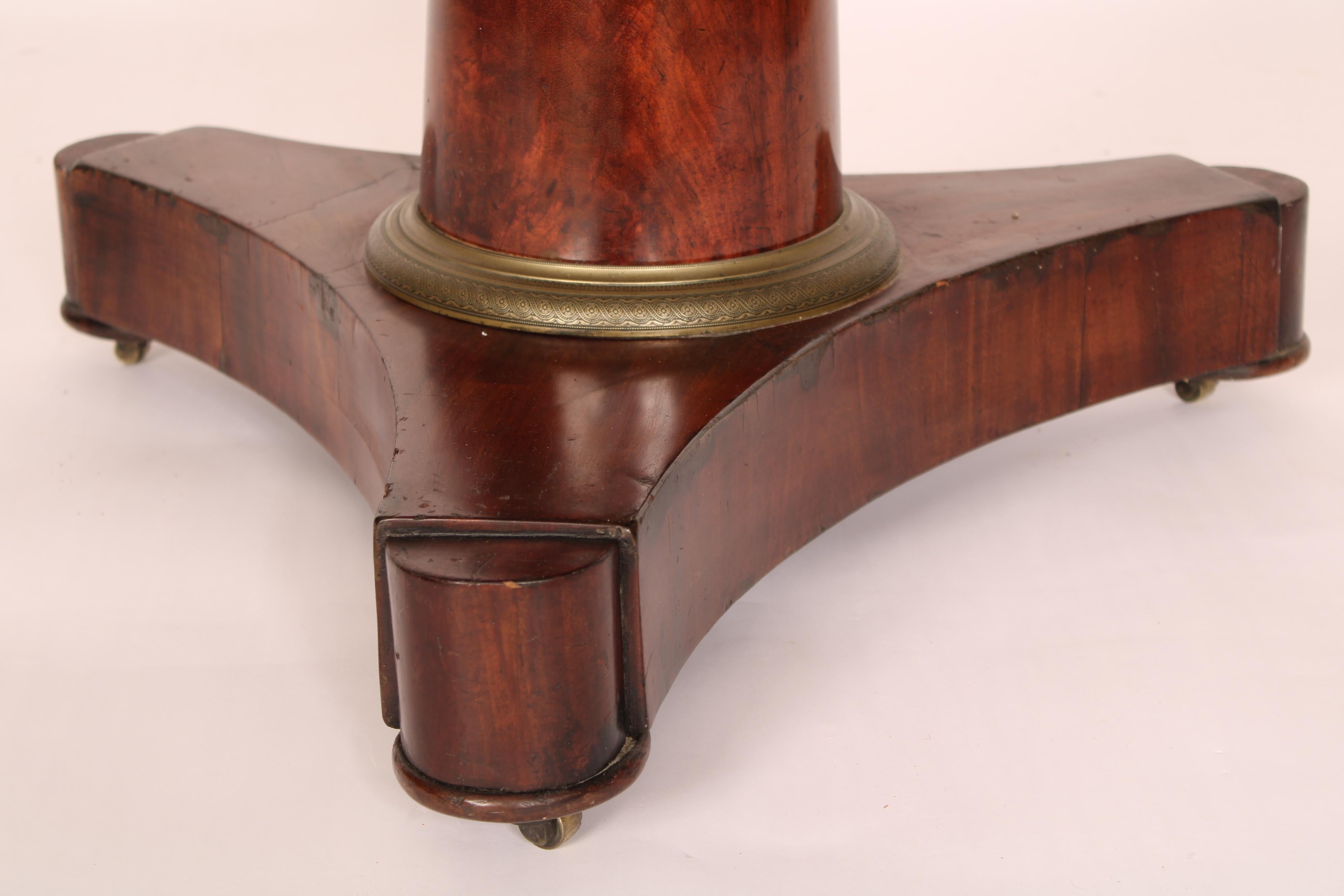 Early 19th Century Empire Mahogany Center Table with Marble Top For Sale