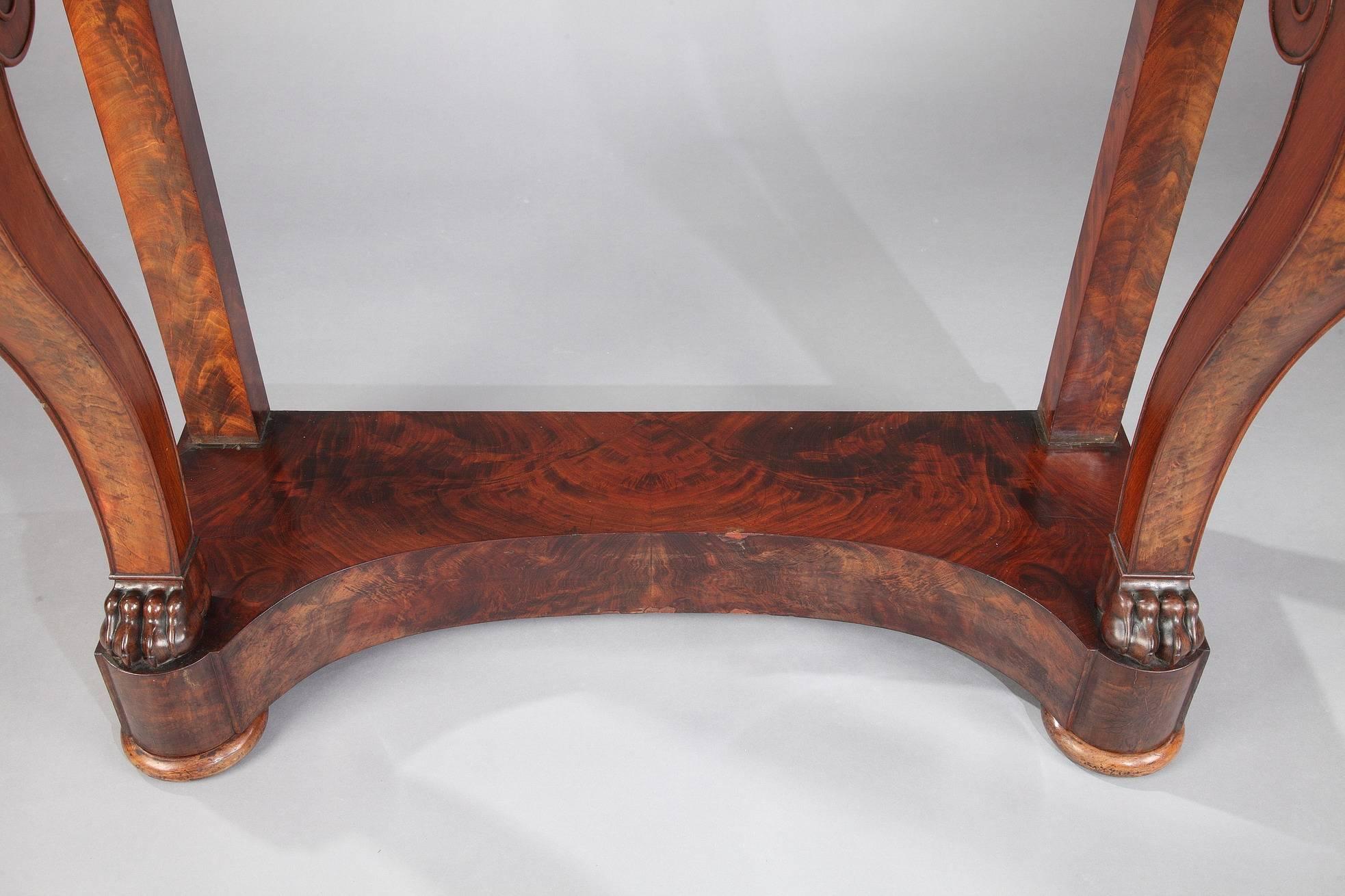 Empire Mahogany Console Table Stamped by Othon Kolping 1