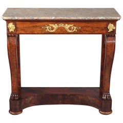 Empire Mahogany Console Table Stamped by Othon Kolping