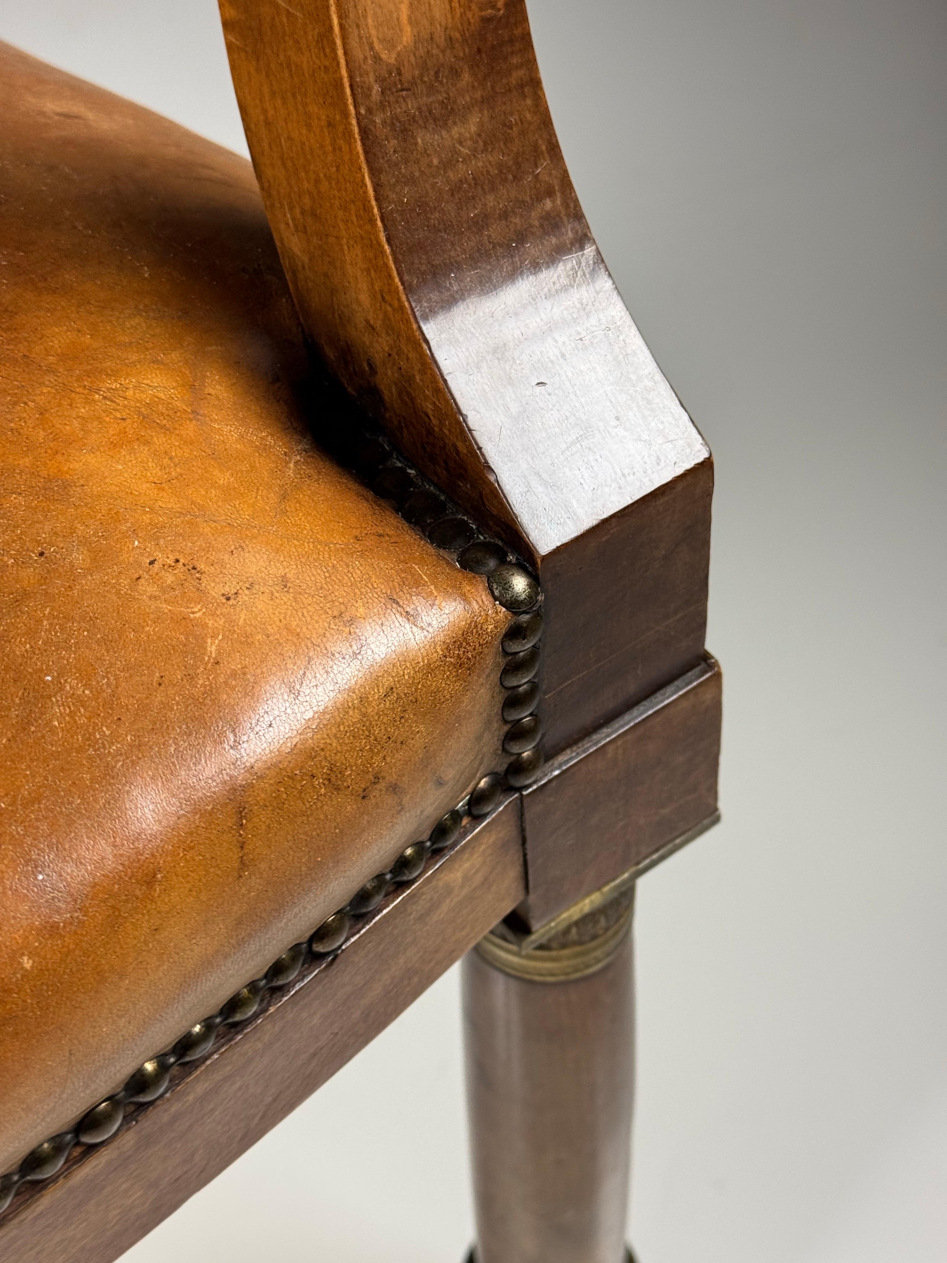 Empire Mahogany Desk Chair 19th Century For Sale 13