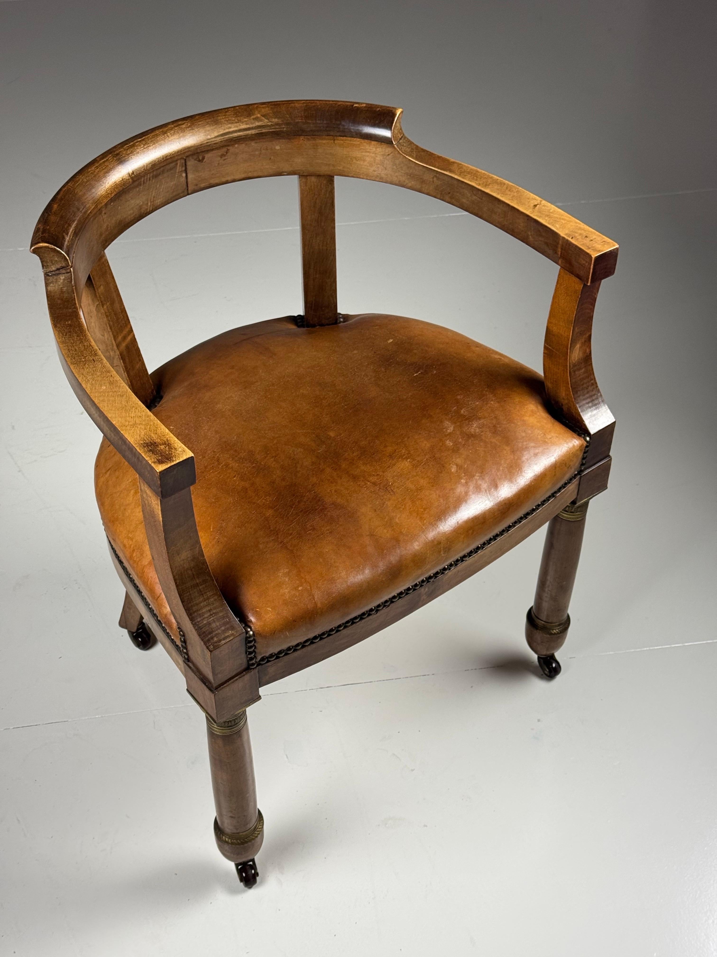 Empire Mahogany Desk Chair 19th Century For Sale 14