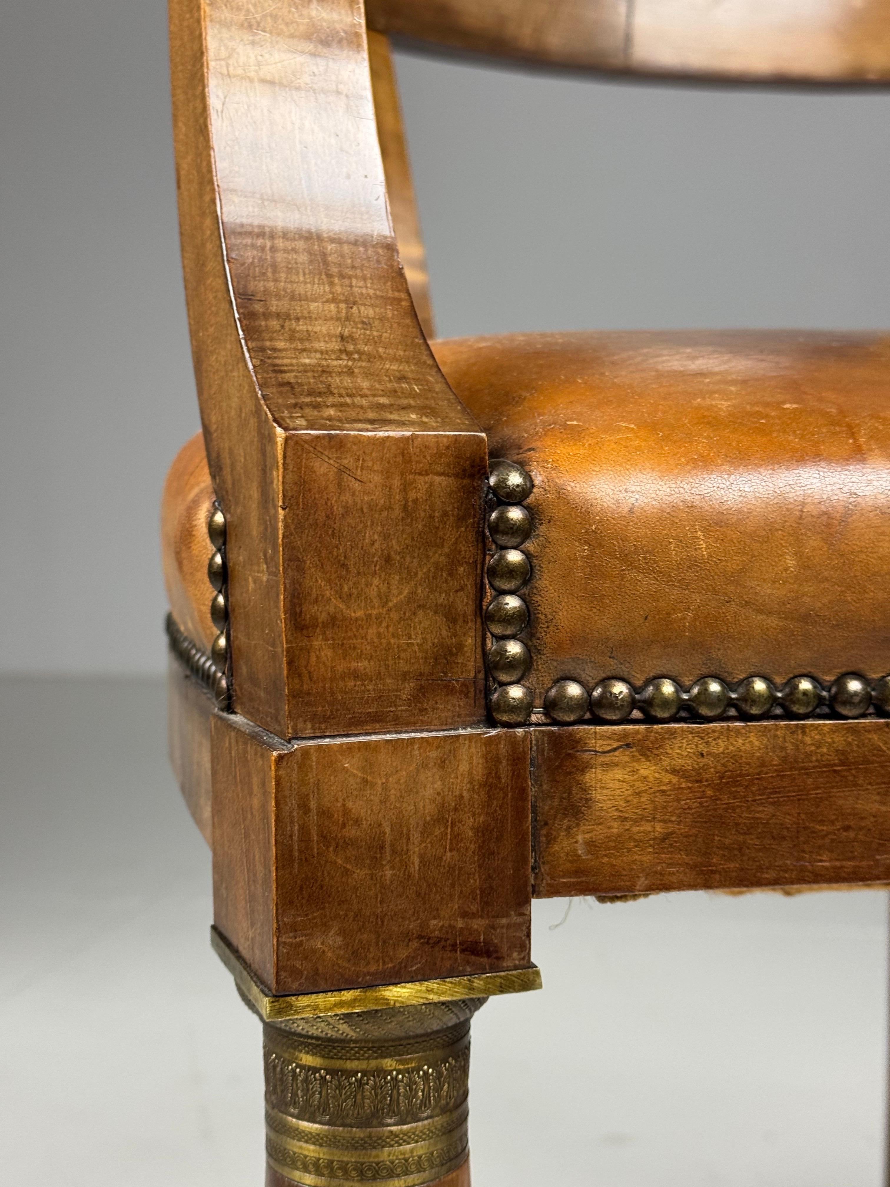 Empire Mahogany Desk Chair 19th Century For Sale 2