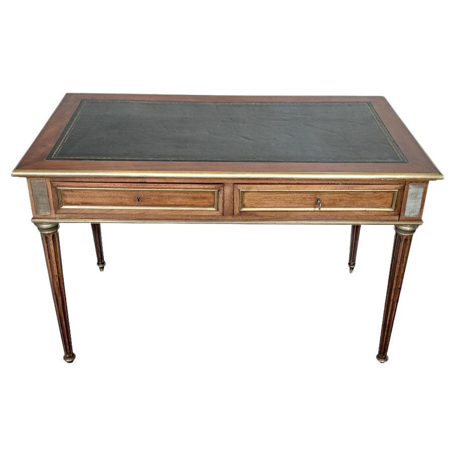 Empire Mahogany Desk With Hunter Green Leather Top, Circa 1930 For Sale