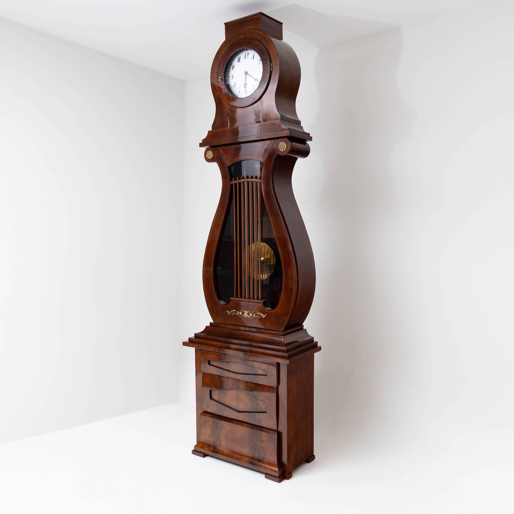 German Empire Mahogany Grandfather Clock, early 19th Century For Sale