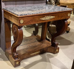 Empire Mahogany Marble Top Mirror Back Console with Ormolu
